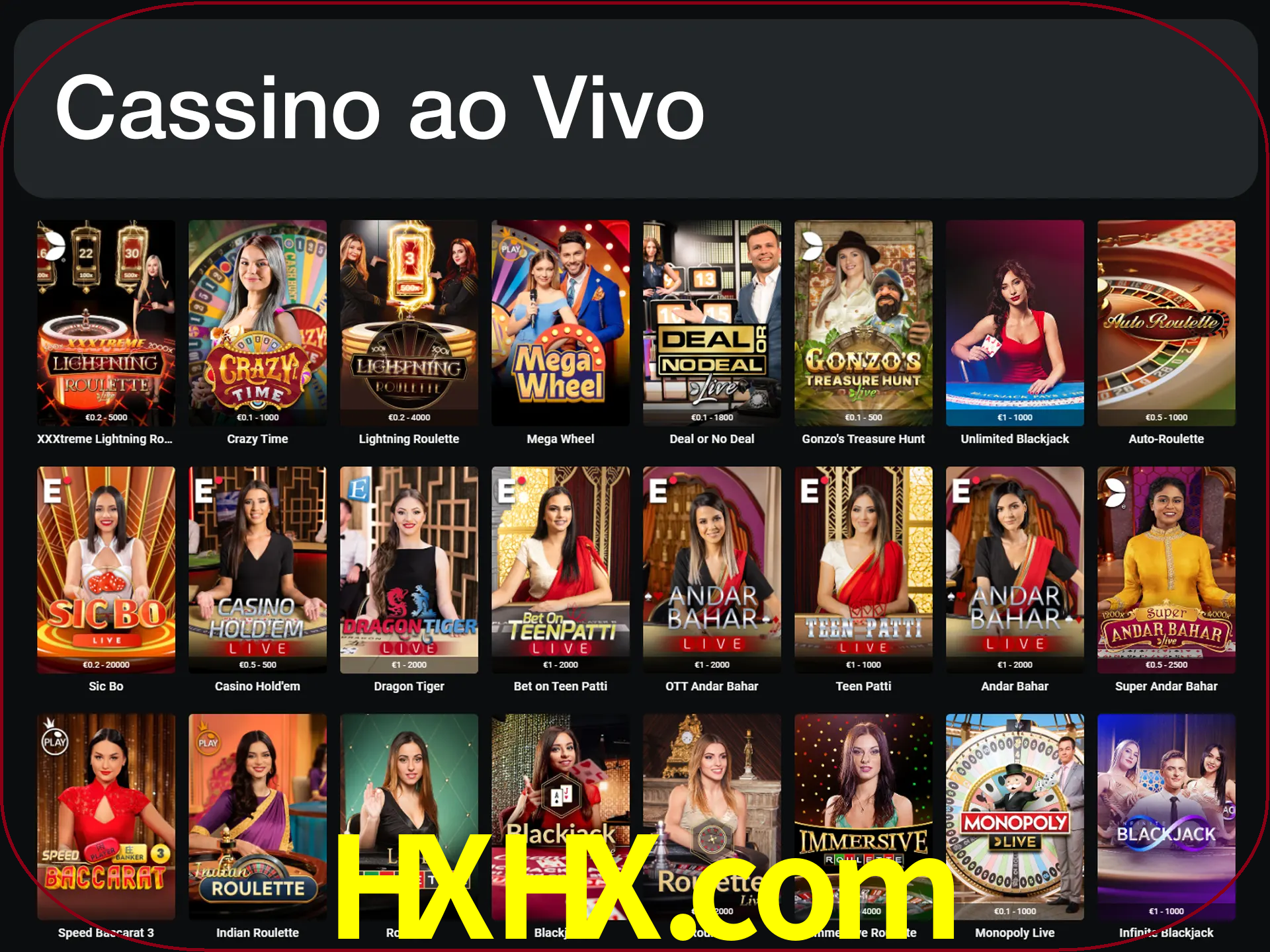 Jogue jogos de cassino com um verdadeiro dealer.