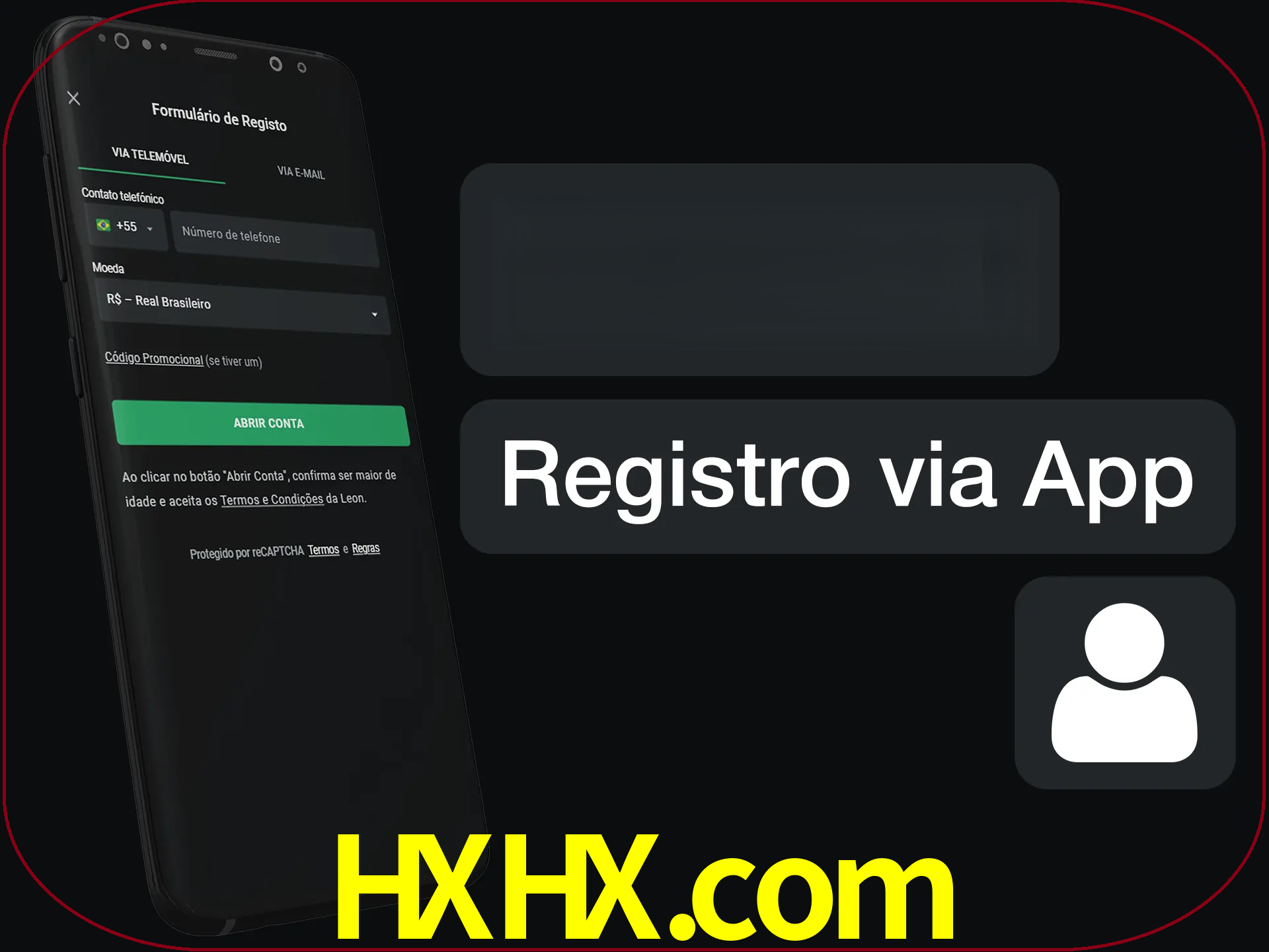 Registre-se com duas etapas usando o aplicativo.