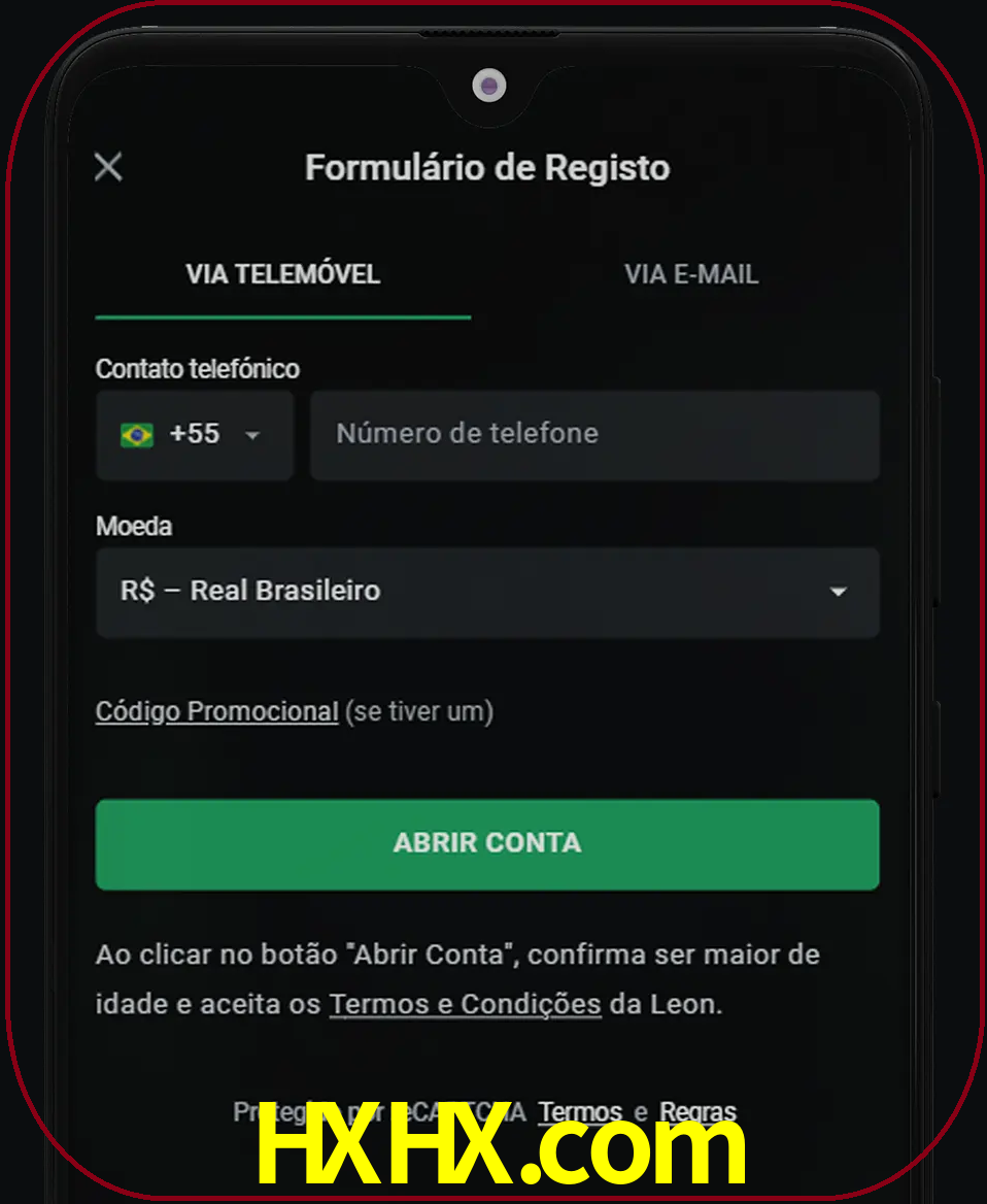 Abra o aplicativo e inicie o processo de registro.