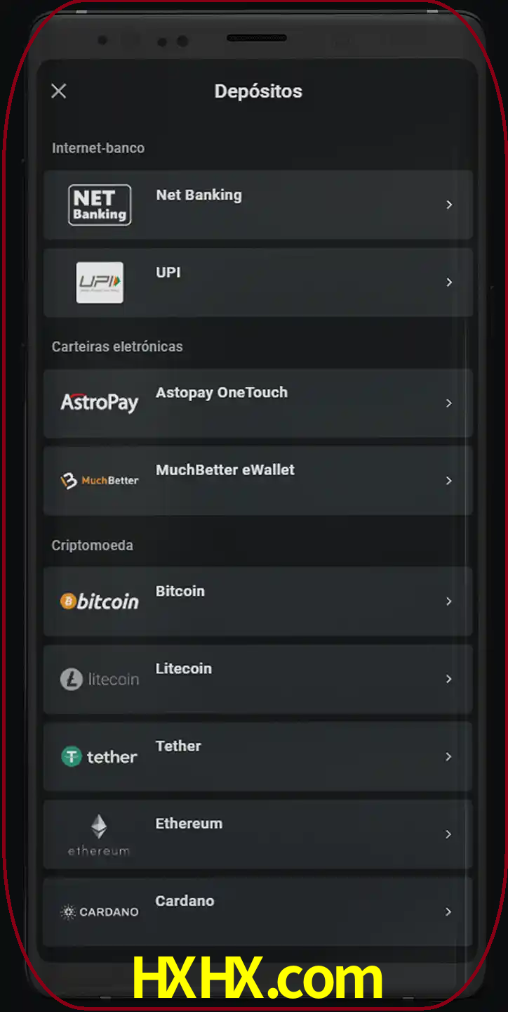 Você pode usar métodos alternativos de depósito.
