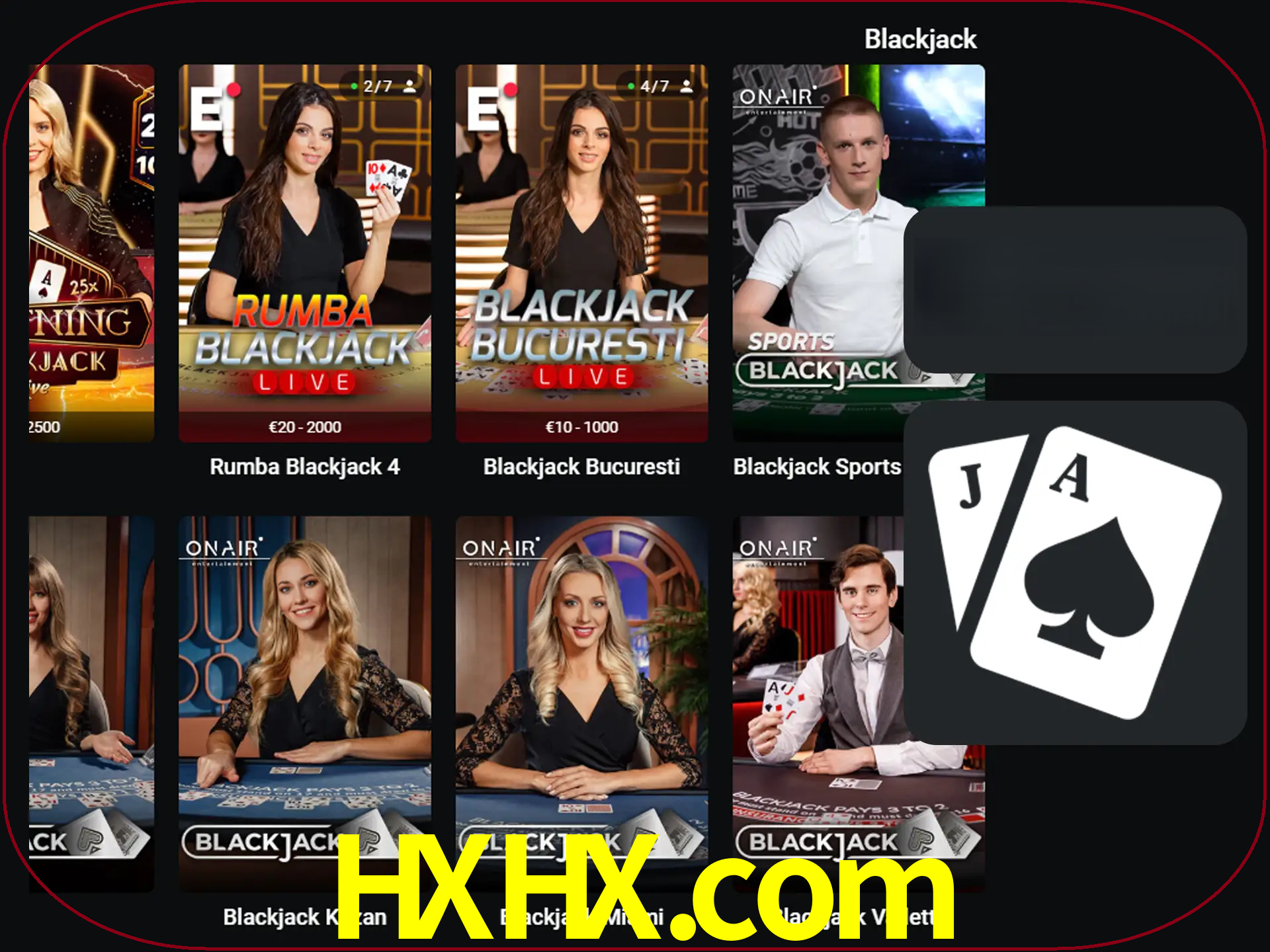 Escolha uma mesa completa de jogadores de blackjack.